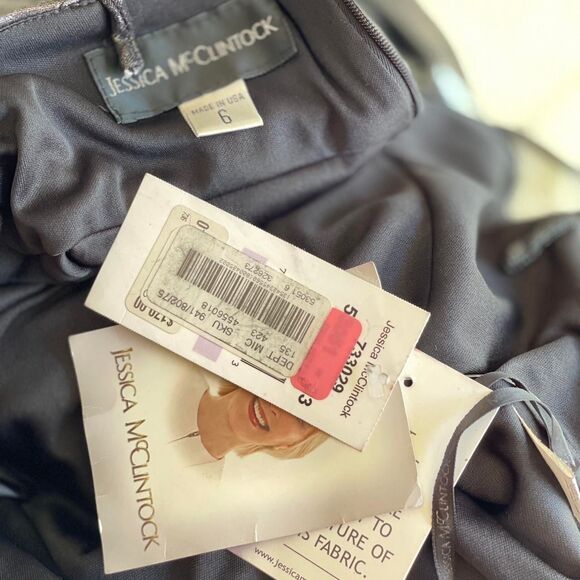 NWT Vintage Y2K Jessica McClintock Metallic Silver Embellished Dress Size 6 - Picture 6 of 8